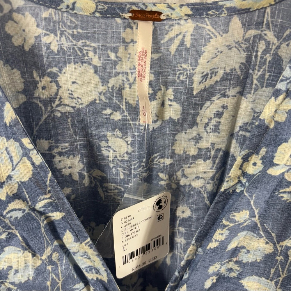 New Free  People Pappiet Blue Floral Midi Dress - Picture 3 of 5
